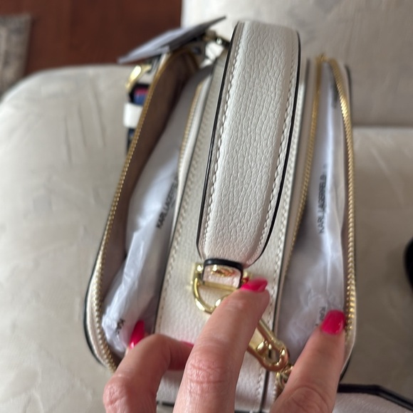 NWT Karl Lagerfeld Simone Lunchbox Double zip Crossbody Bag pebble white leather - Picture 9 of 17